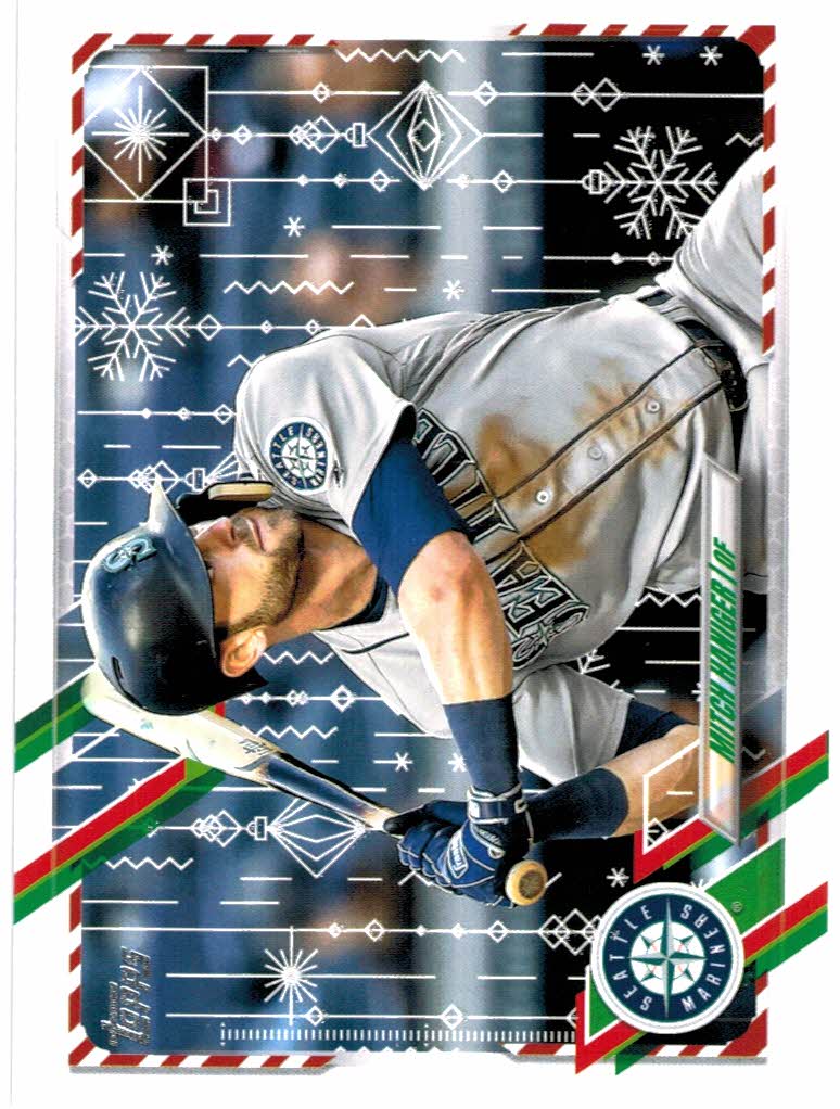 2022 Topps Holiday Baseball #HW117 Mitch Haniger METALLIC SNOWFLAKE Mariners