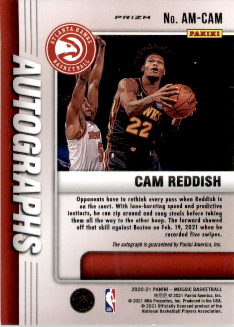 2020-21 Panini Mosaic Autographs Mosaic Choice Fusion Red and Yellow #10 Cam Reddish