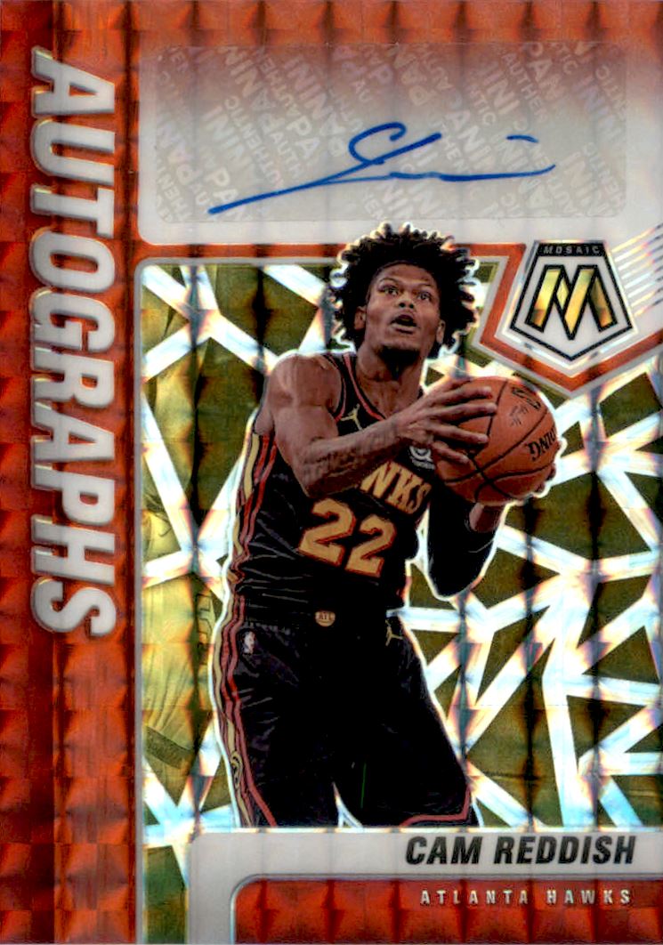 2020-21 Panini Mosaic Autographs Mosaic Choice Fusion Red and Yellow #10 Cam Reddish