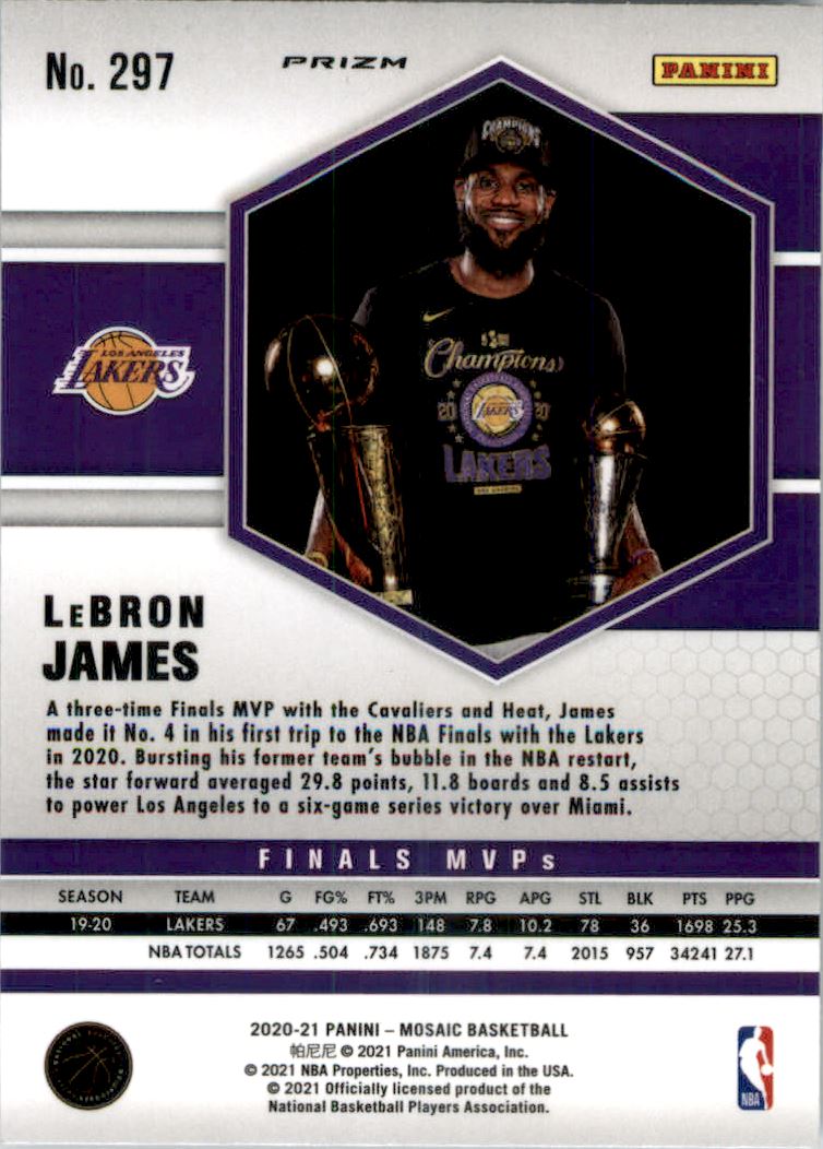 2020-21 Panini Mosaic Mosaic Green #297 LeBron James