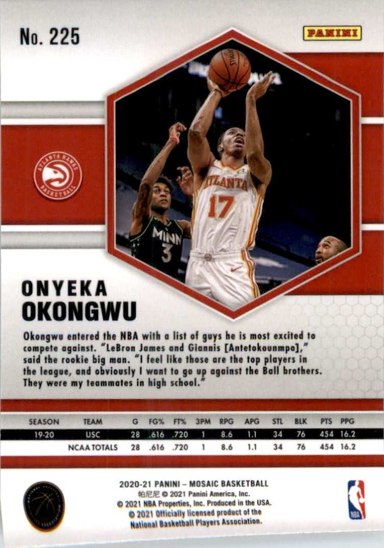 2020-21 Panini Mosaic Silver #225 Onyeka Okongwu
