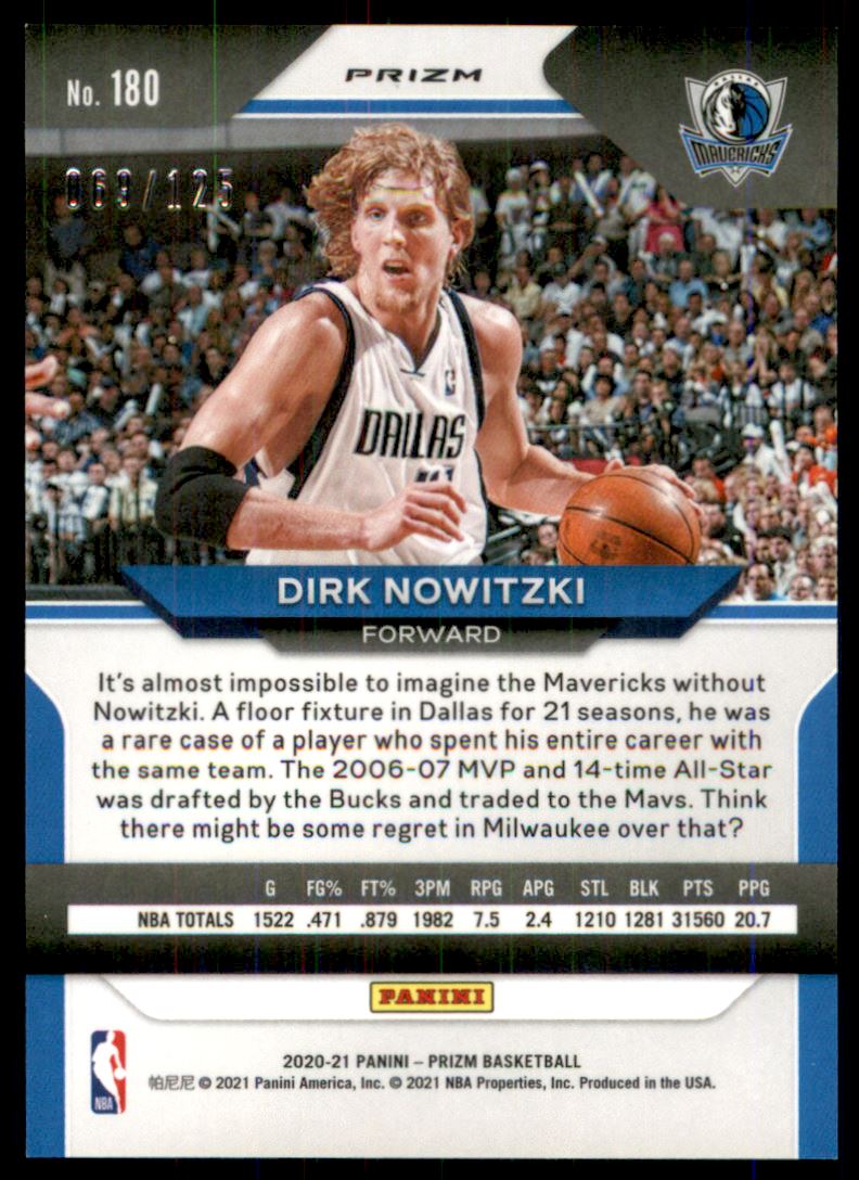 2020-21 Panini Prizm Prizms Blue Ice #180 Dirk Nowitzki