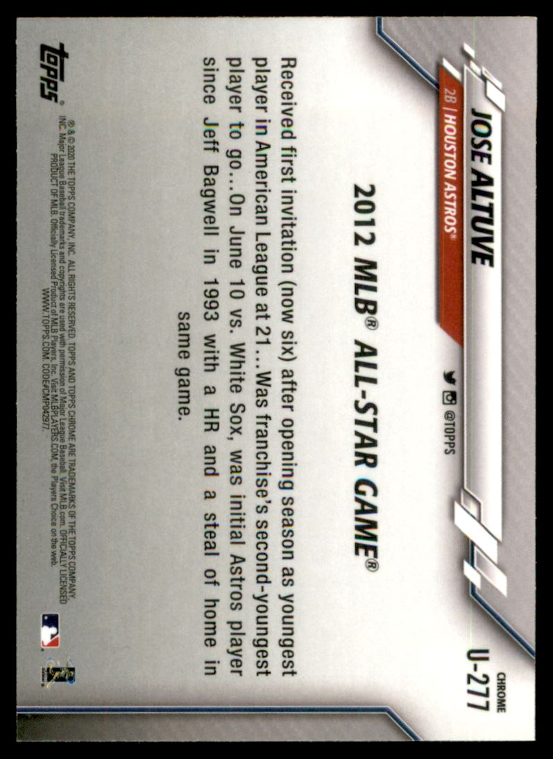 2020 Topps Chrome Update Sapphire #U277 Jose Altuve AS