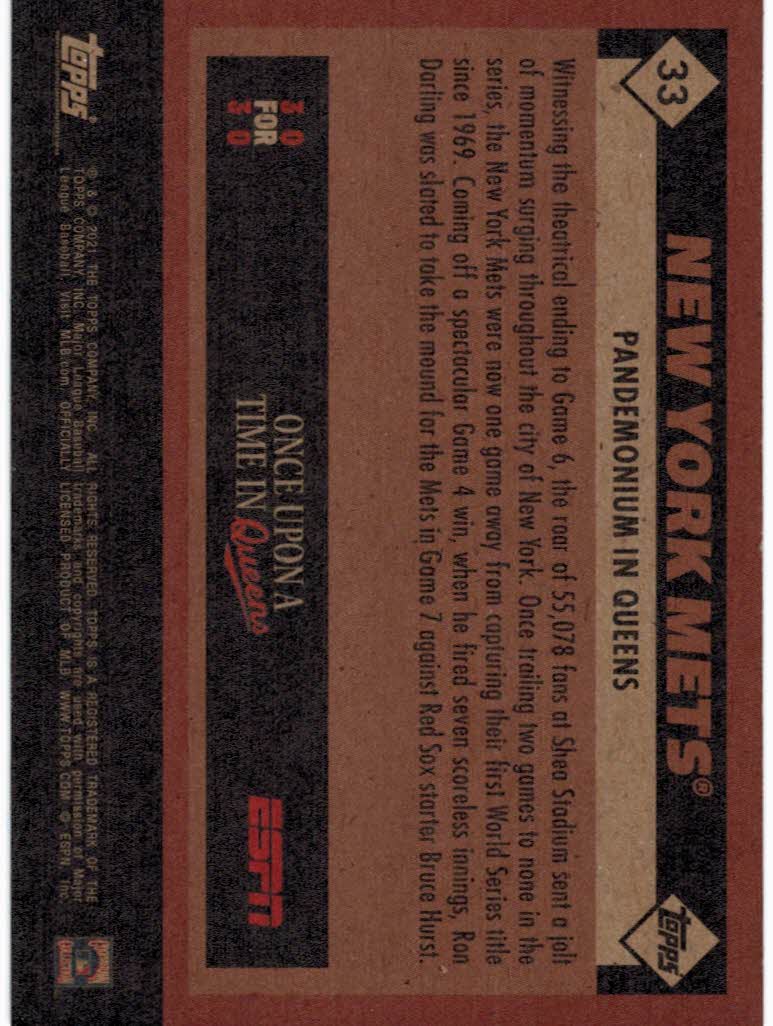 2021 Topps X ESPN 30 for 30 Once Upon a Time in Queens Blue and Orange