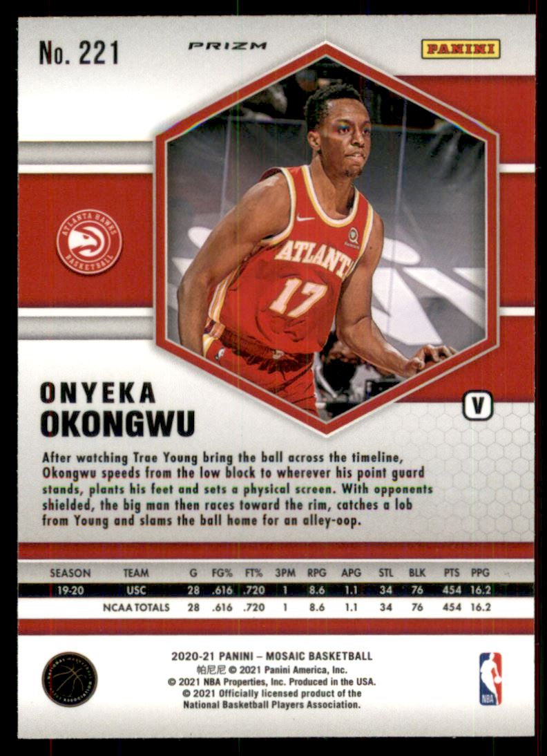 2020-21 Panini Mosaic Rookie Variations Fast Break #221 Onyeka Okongwu