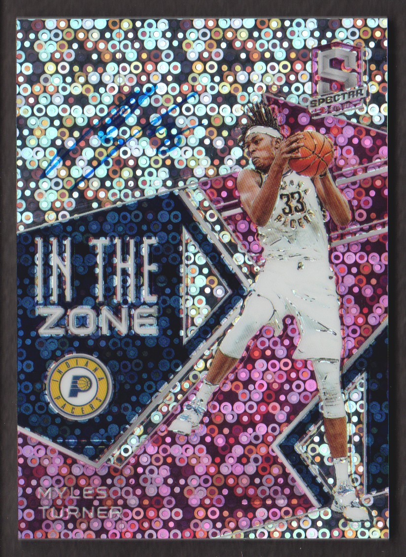 2018-19 Panini Spectra In The Zone Autographs Neon Pink #19 Myles Turner/25