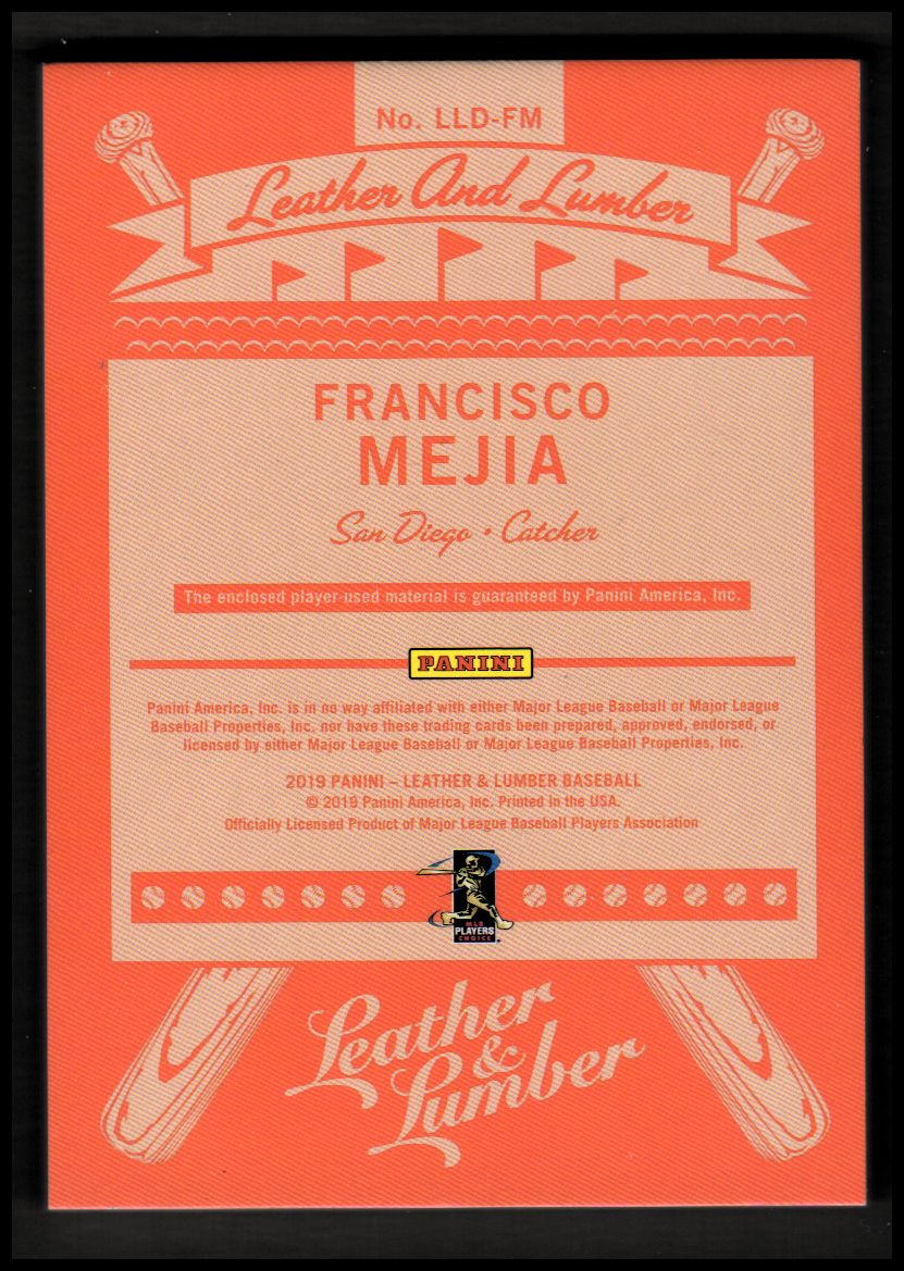 2019 Panini Leather and Lumber Leather and Lumber Dual Jersey Relics #22 Francisco Mejia/349 back image