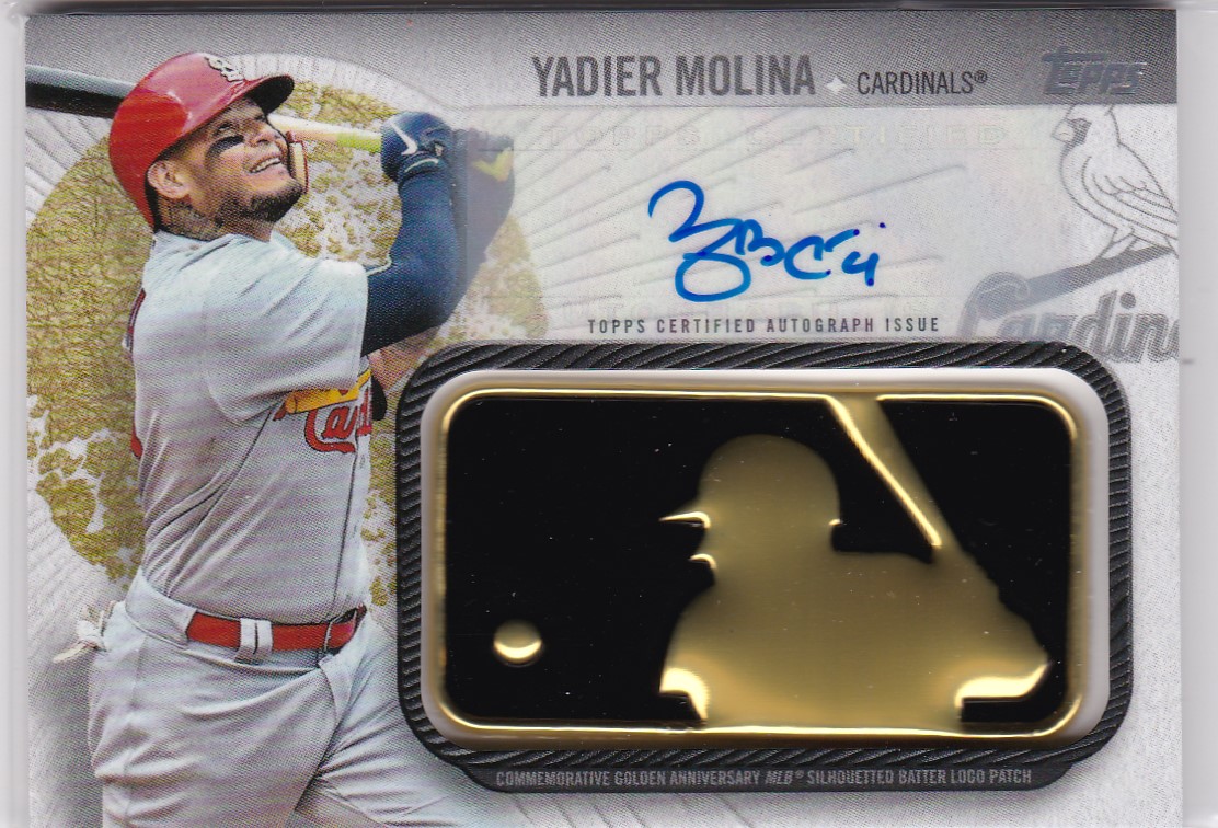 2019 Topps MLB Logo Golden Anniversary Commemorative Patch Autographs #MLBAYM Yadier Molina