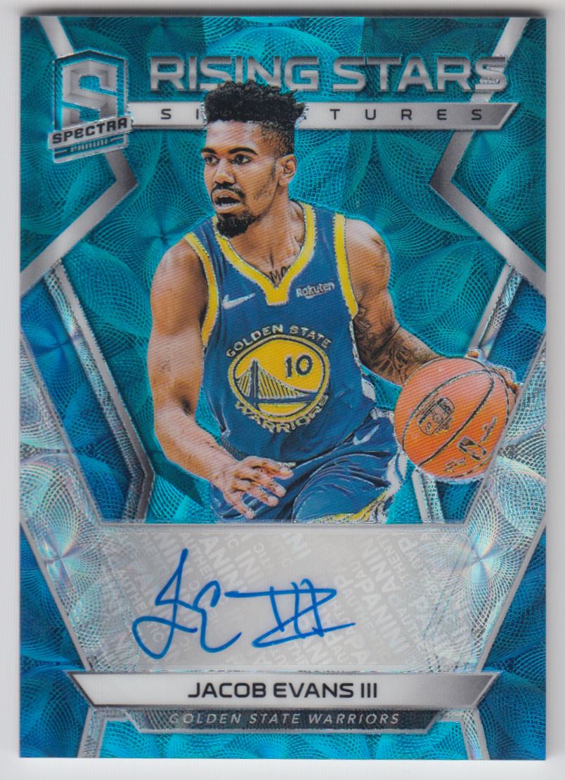 2018-19 Panini Spectra Rising Stars Signatures Neon Blue #22 Jacob Evans III