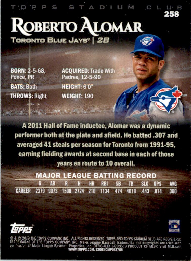 2019 Stadium Club #258 Roberto Alomar