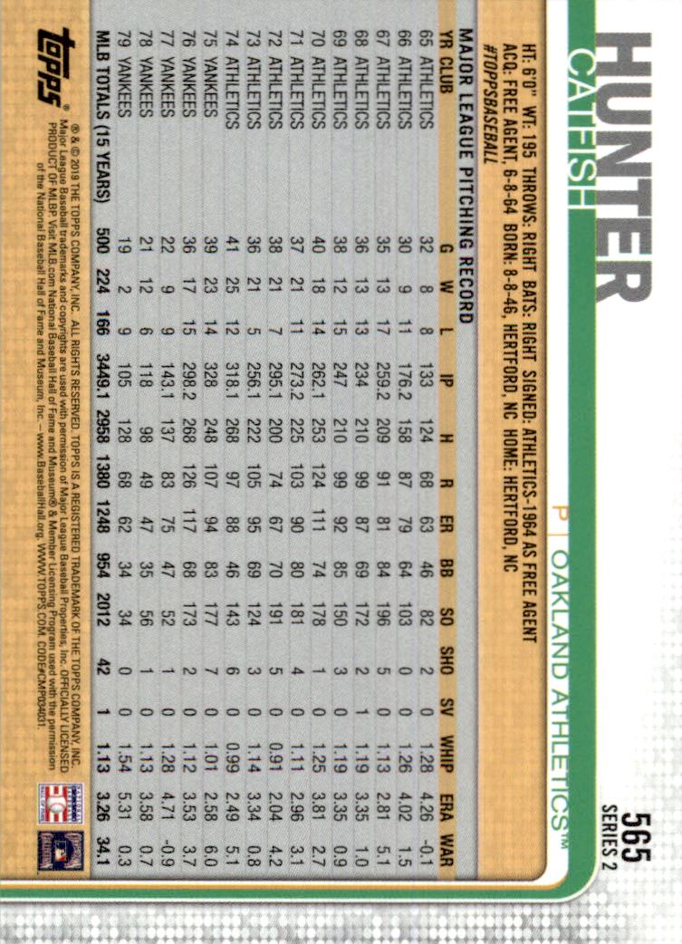 2019 Topps Base Set Legend Variations #565 Catfish Hunter