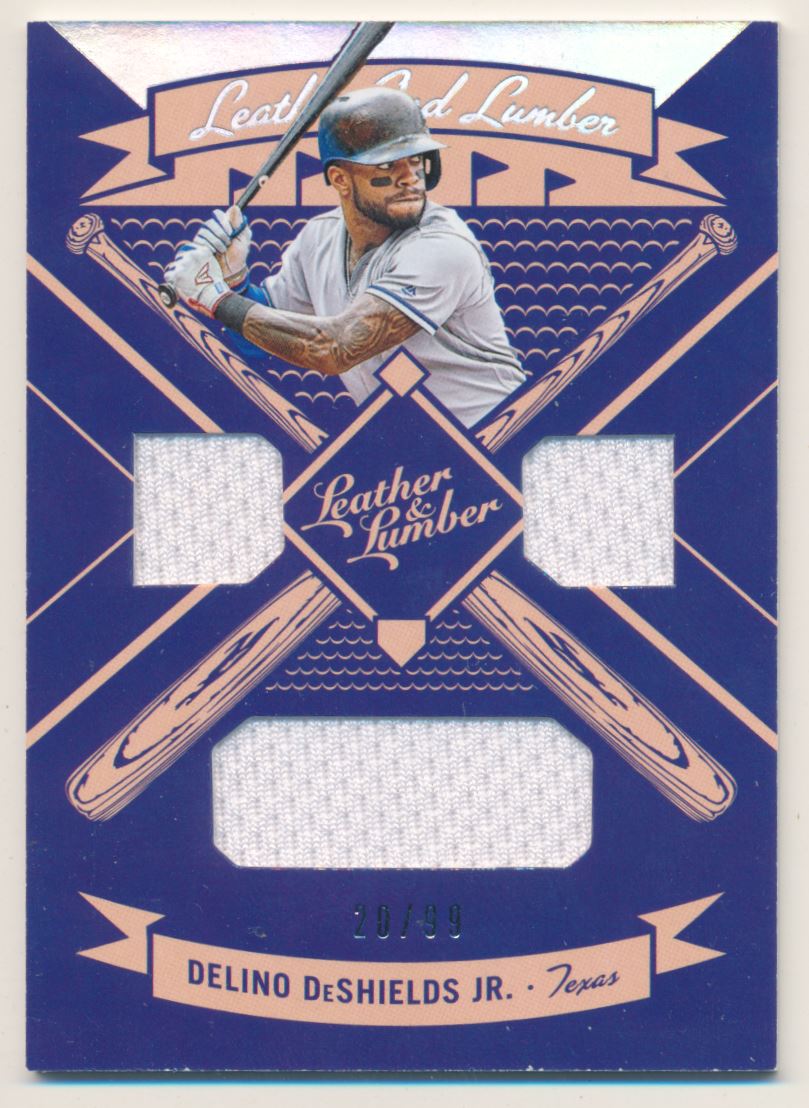 2019 Panini Leather and Lumber Leather and Lumber Triple Jersey Relics Holo Silver #23 Delino DeShields Jr./99
