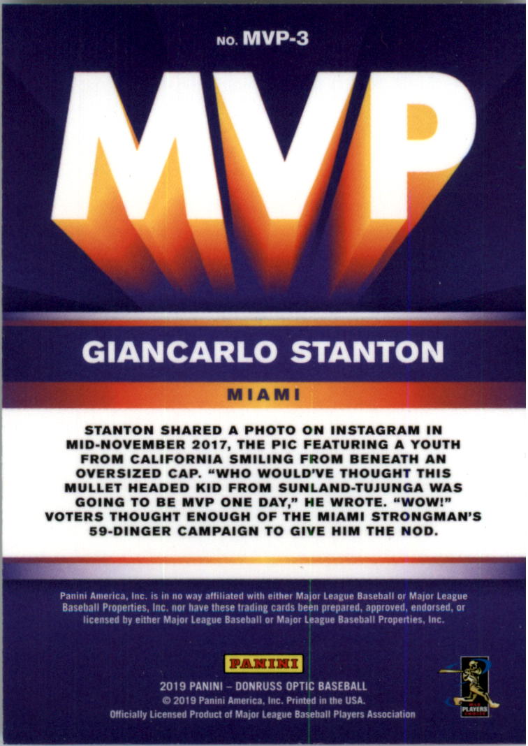 2019 Donruss Optic MVP #3 Giancarlo Stanton back image