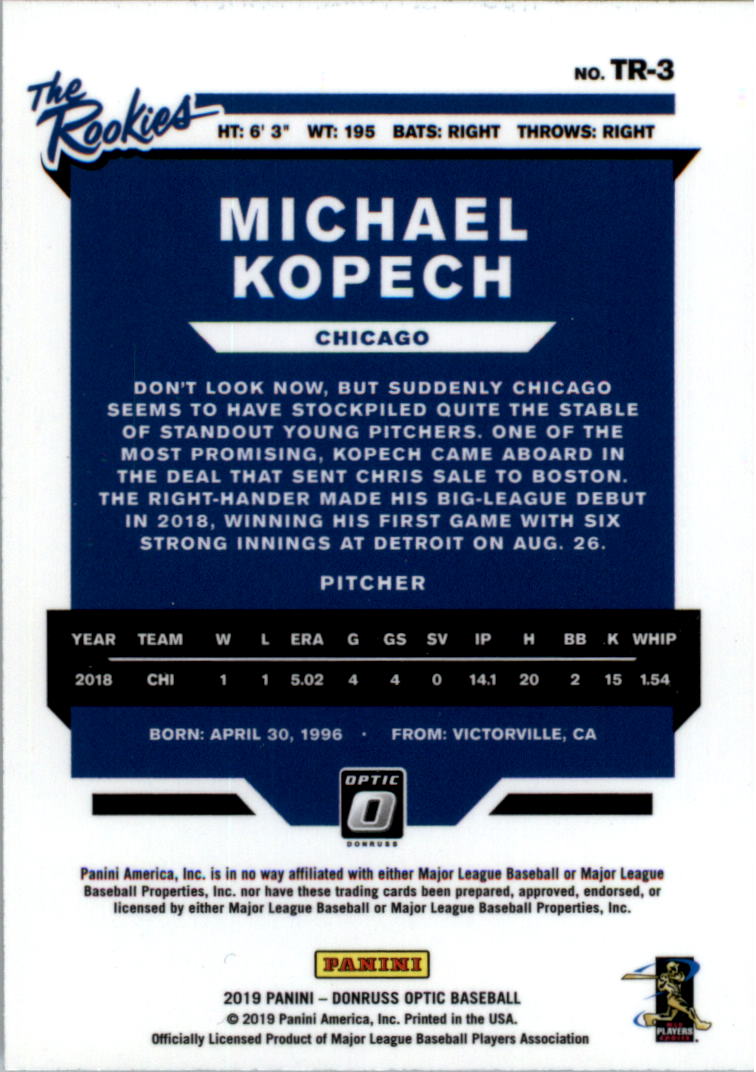 2019 Donruss Optic The Rookies #TR3 Michael Kopech - NM-MT - Diamonds in  the Rough