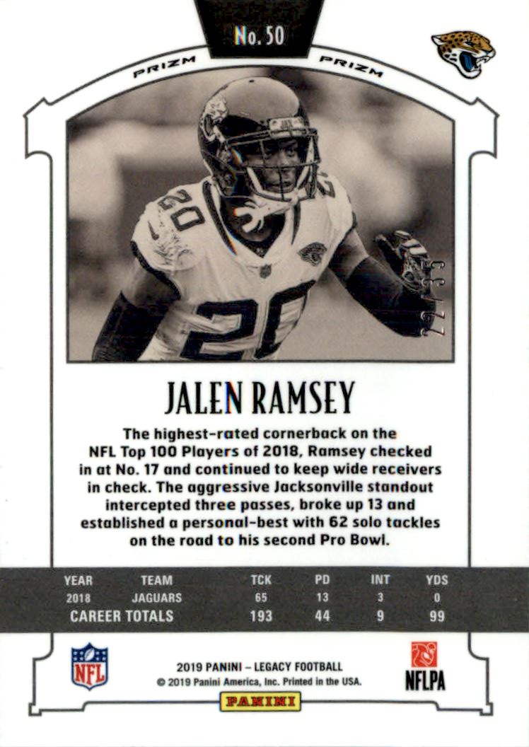 2019 Panini Legacy Premium Edition Bronze #50 Jalen Ramsey