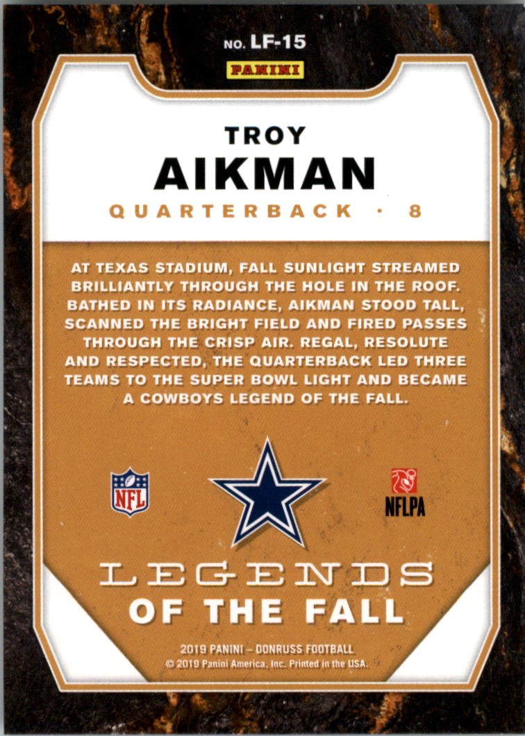 2019 Donruss Legends of the Fall #15 Troy Aikman back image