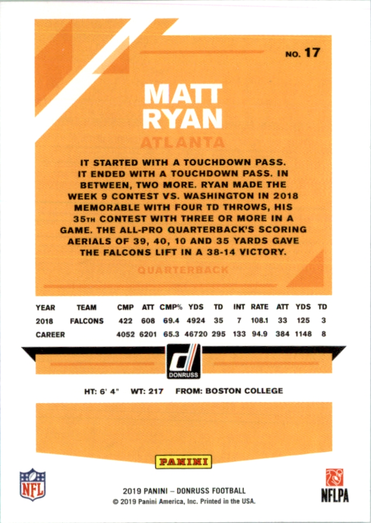 2019 Donruss #17A Matt Ryan