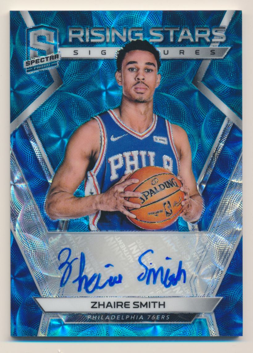 2018-19 Panini Spectra Rising Stars Signatures Neon Blue #23 Zhaire Smith
