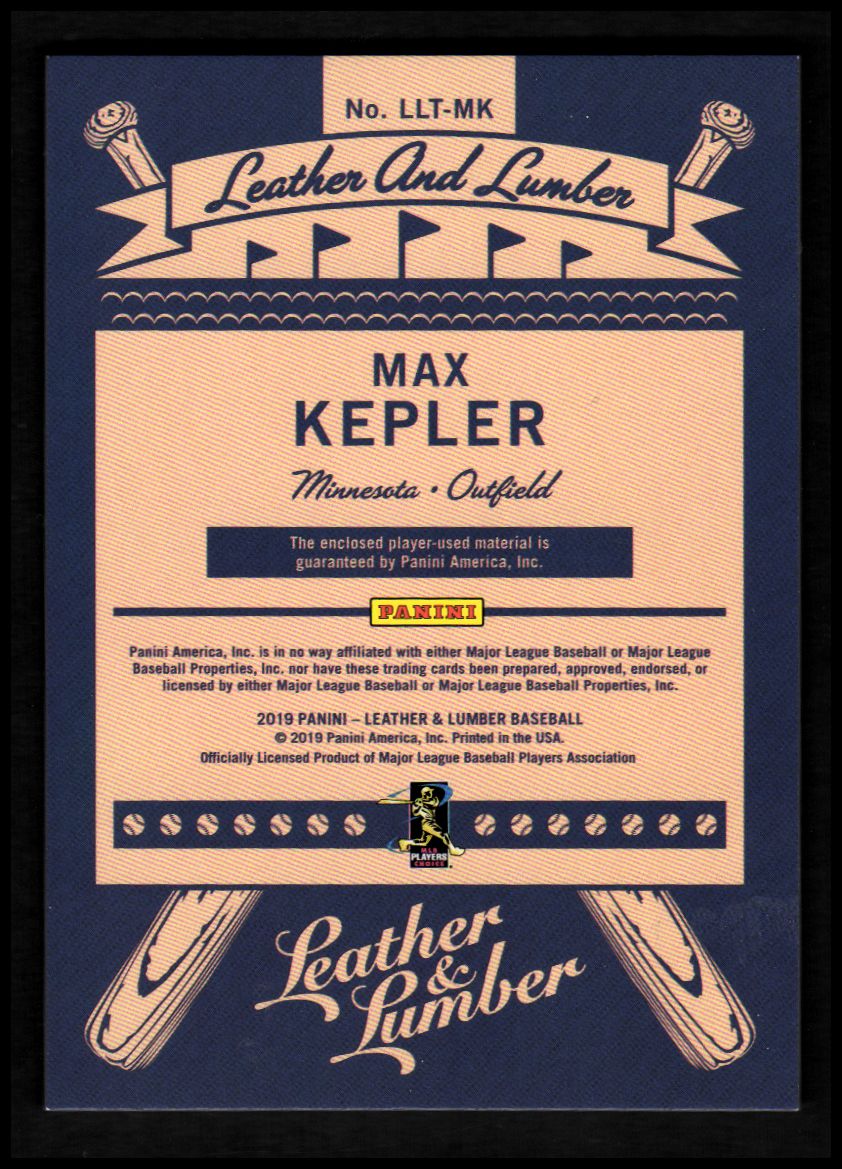2019 Panini Leather and Lumber Leather and Lumber Triple Jersey Relics #16 Max Kepler back image