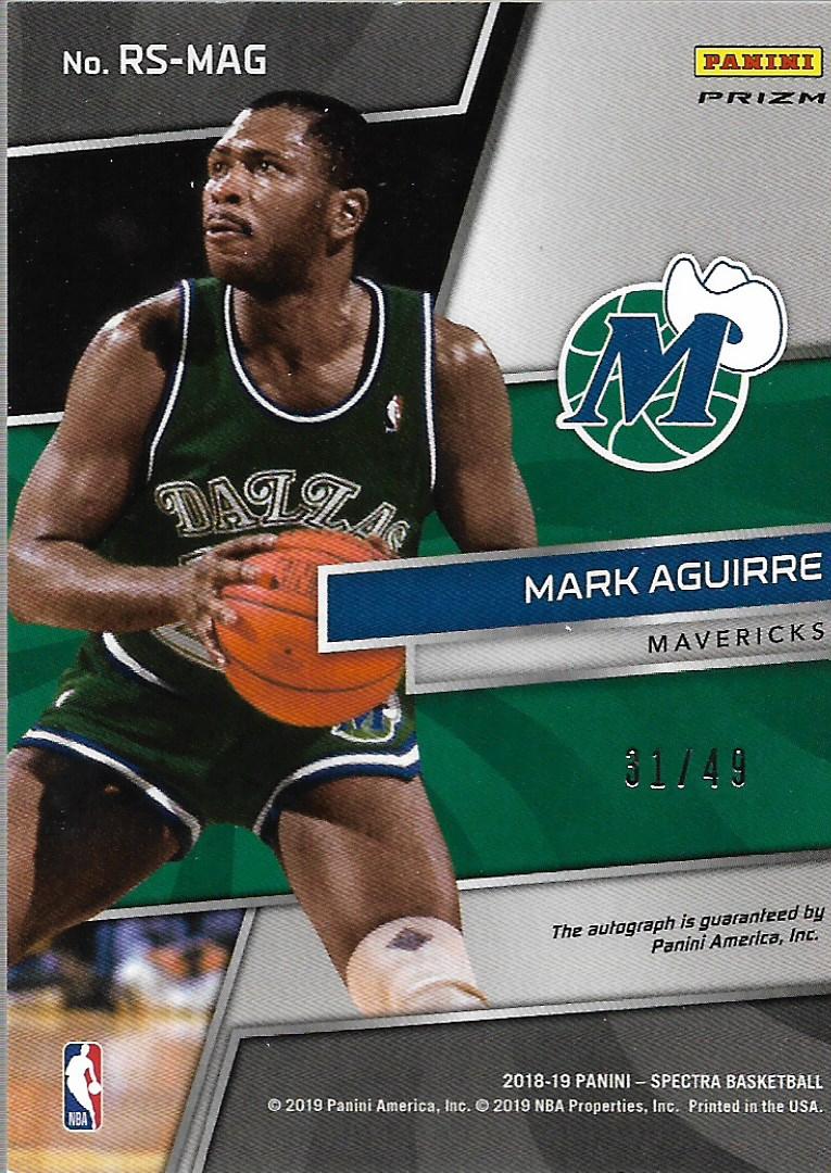 2018-19 Panini Spectra Radiant Signatures Neon Green #8 Mark Aguirre back image