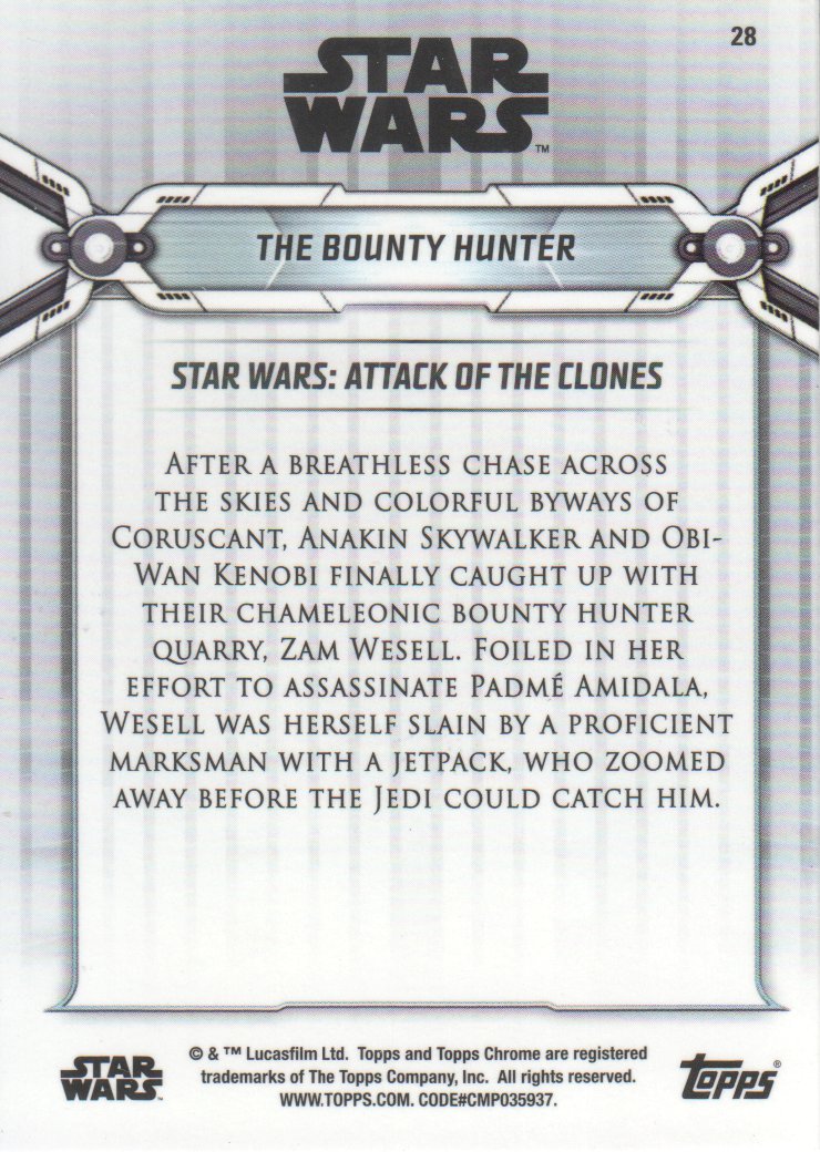 2019 Topps Chrome Star Wars Legacy #28 The Bounty Hunter back image