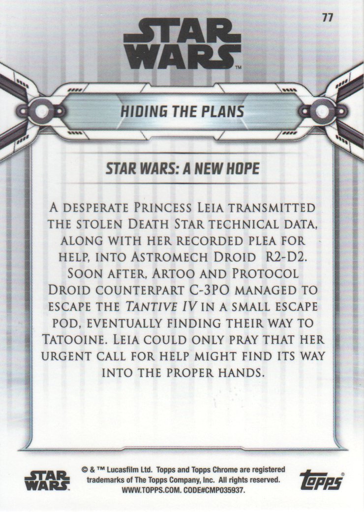 2019 Topps Chrome Star Wars Legacy #77 Hiding the Plans back image