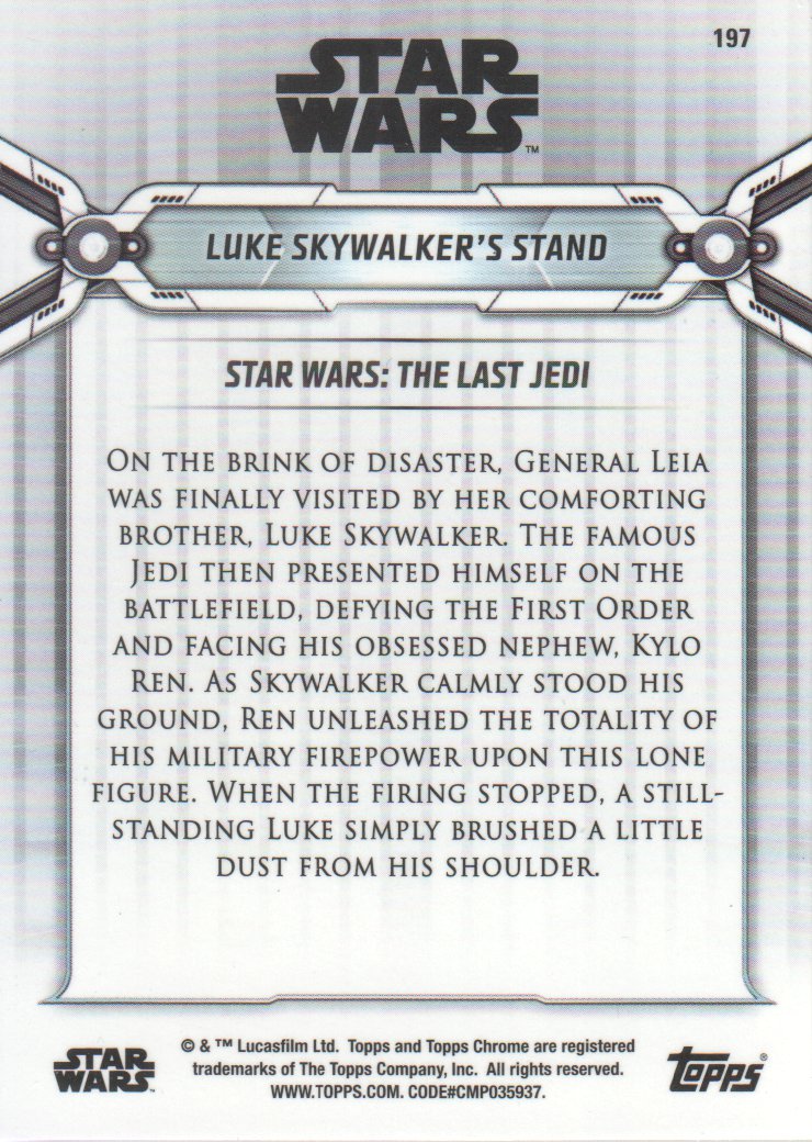 2019 Topps Chrome Star Wars Legacy #197 Luke Skywalker's Stand back image