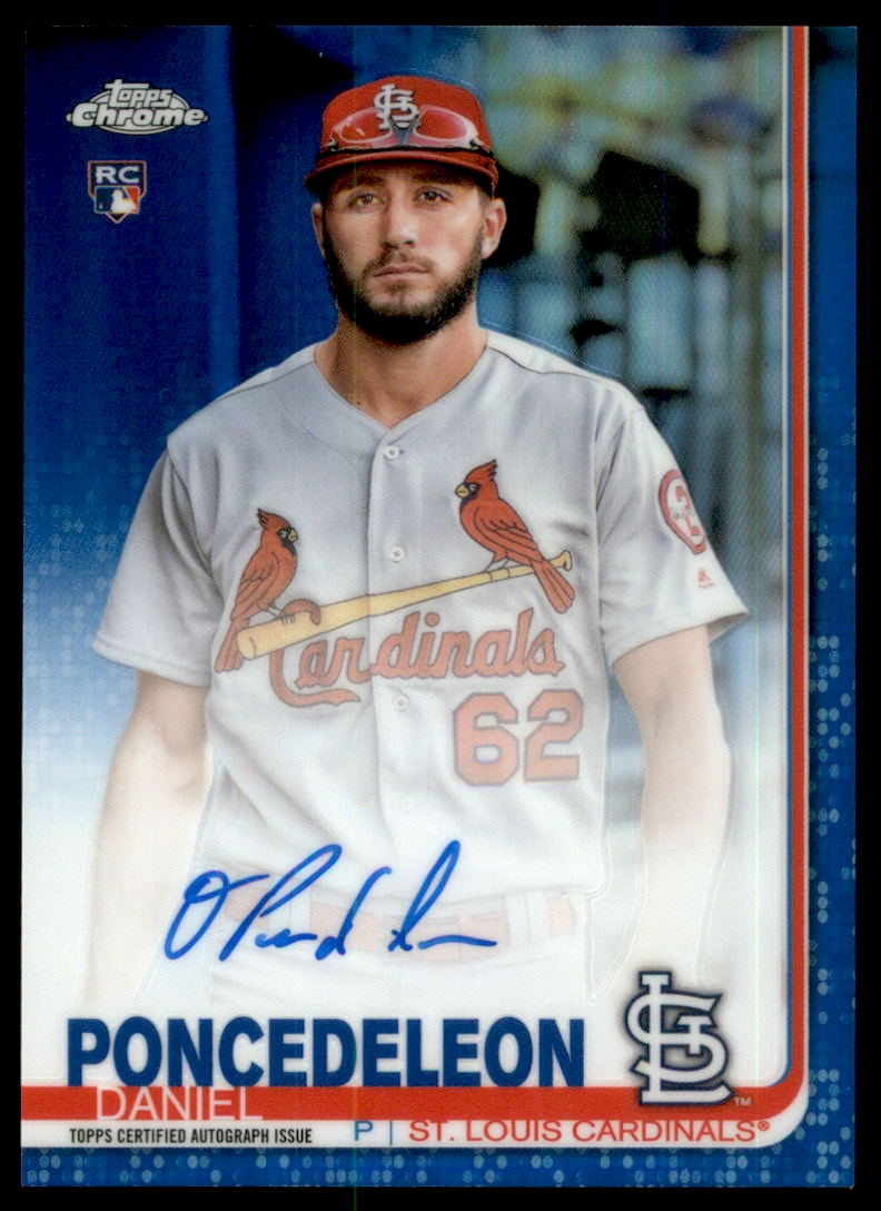 2019 Topps Chrome Rookie Autographs Blue Refractors #RADP Daniel Poncedeleon
