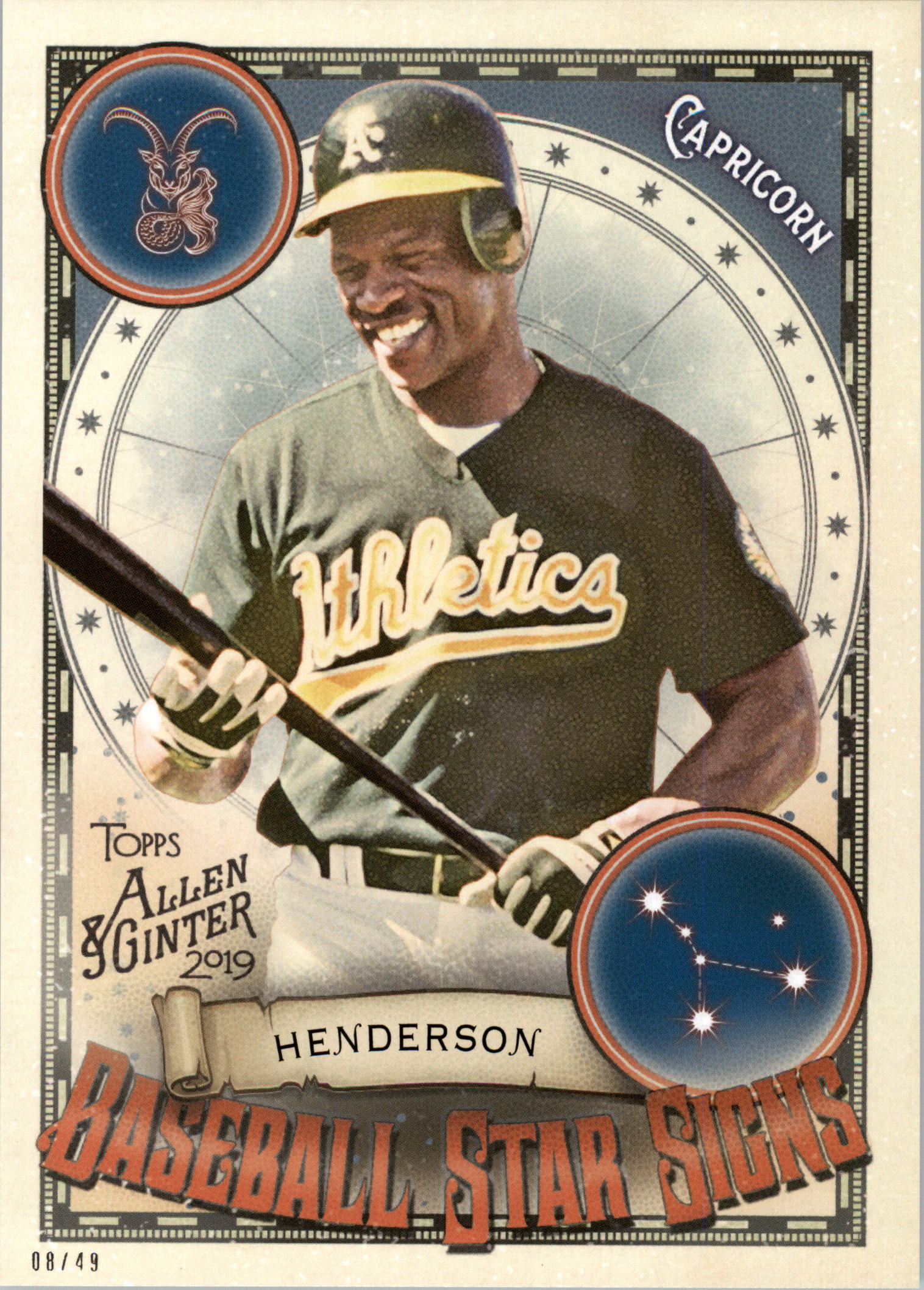 2019 Topps Allen and Ginter 5x7 Baseball Star Signs #BSS23 Rickey Henderson  - NM-MT
