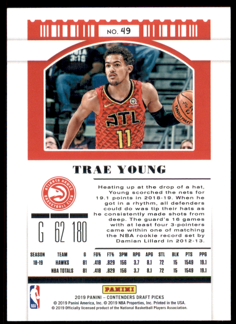 2019-20 Panini Contenders Draft Picks Variations #49 Trae Young