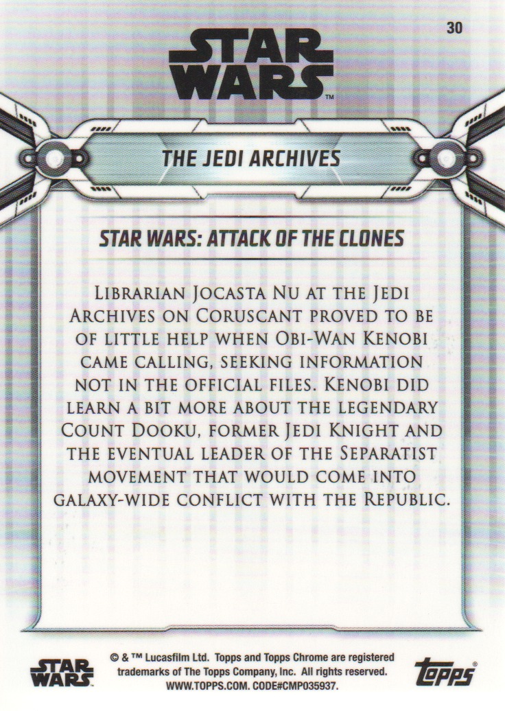 2019 Topps Chrome Star Wars Legacy Green Refractors #30 The Jedi Archives back image