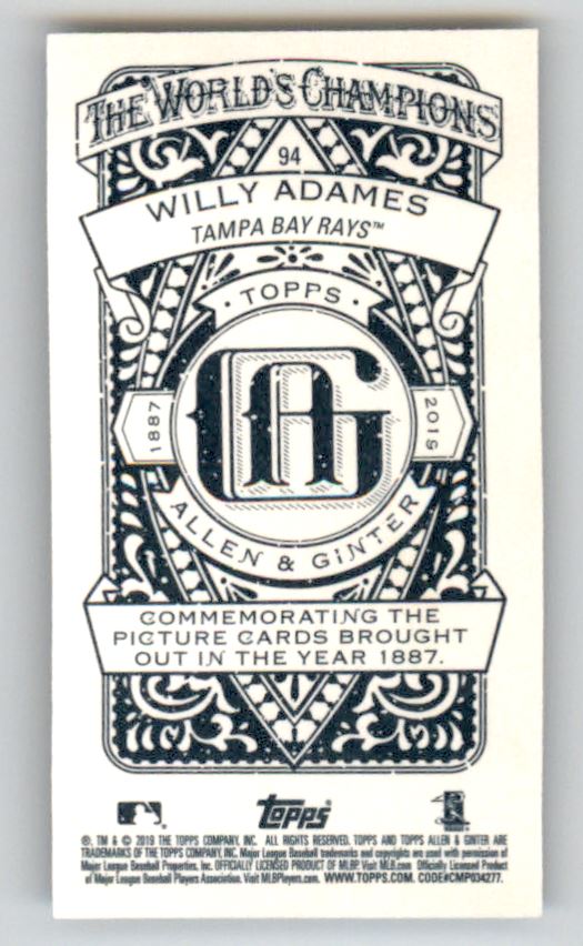 2019 Topps Allen and Ginter Mini A and G Back #94 Willy Adames