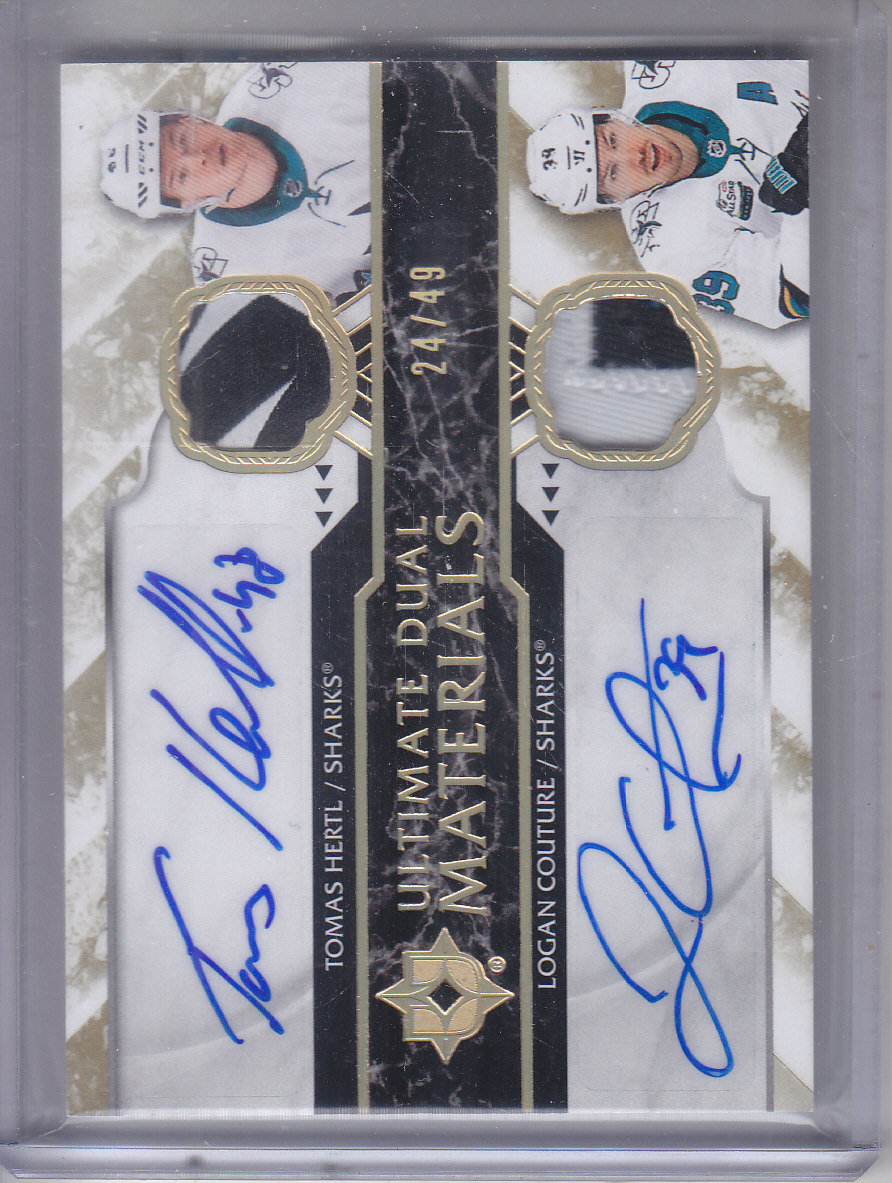 2018-19 Ultimate Collection Ultimate Dual Material Autographs #DMHC Tomas Hertl/Logan Couture
