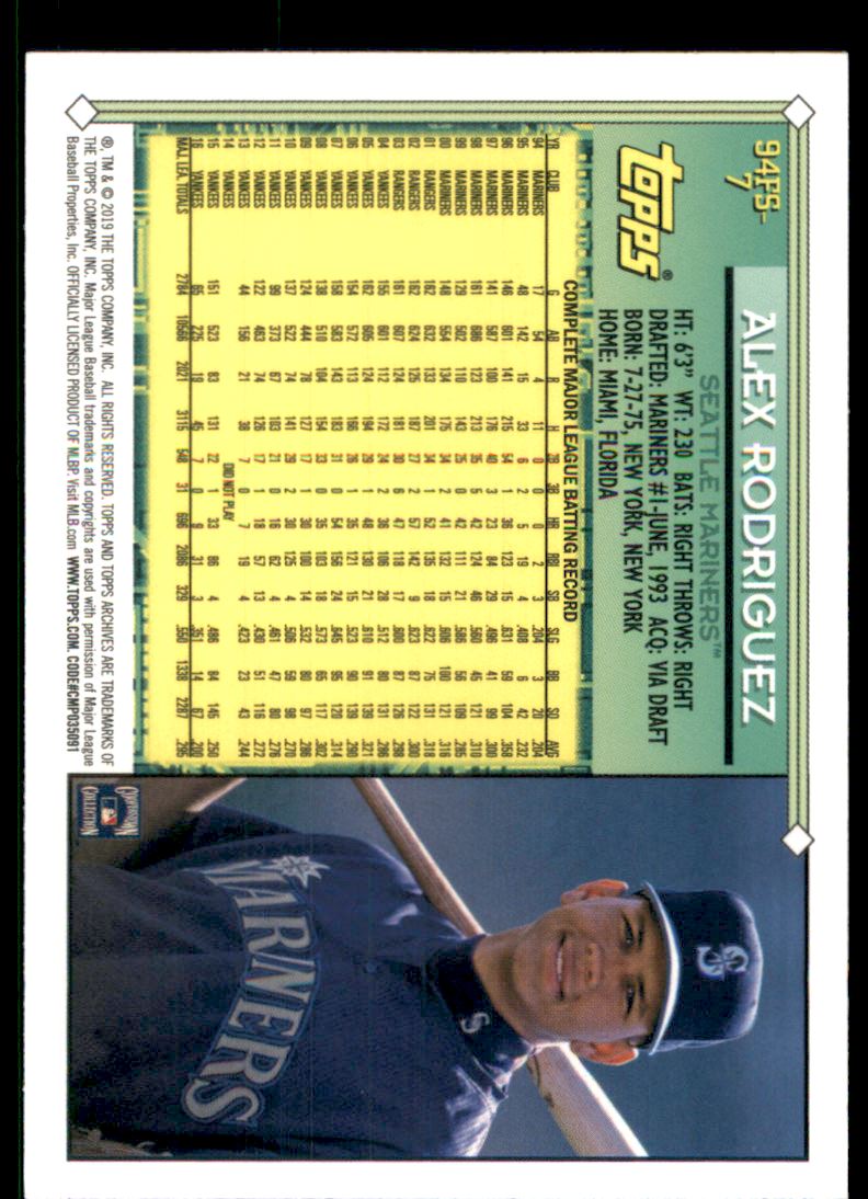 2019 Topps Archives '94 Future Stars #94FS7 Alex Rodriguez - NM-MT