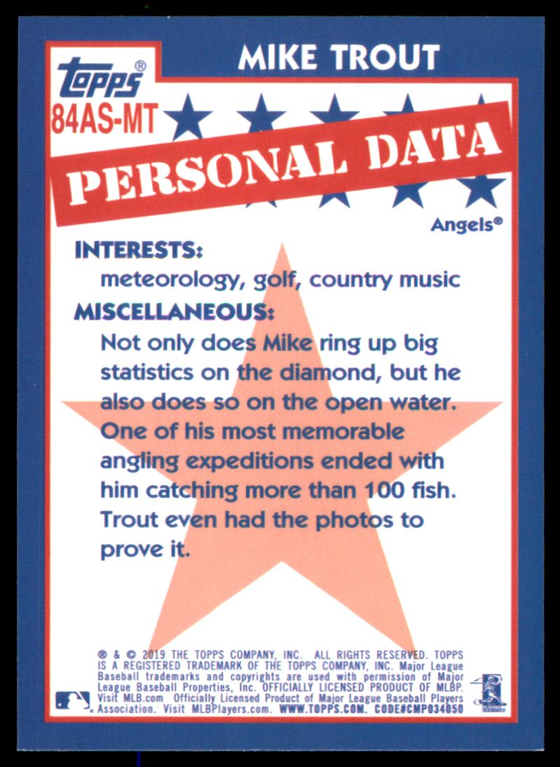 2019 Topps '84 Topps All Stars #84ASMT Mike Trout