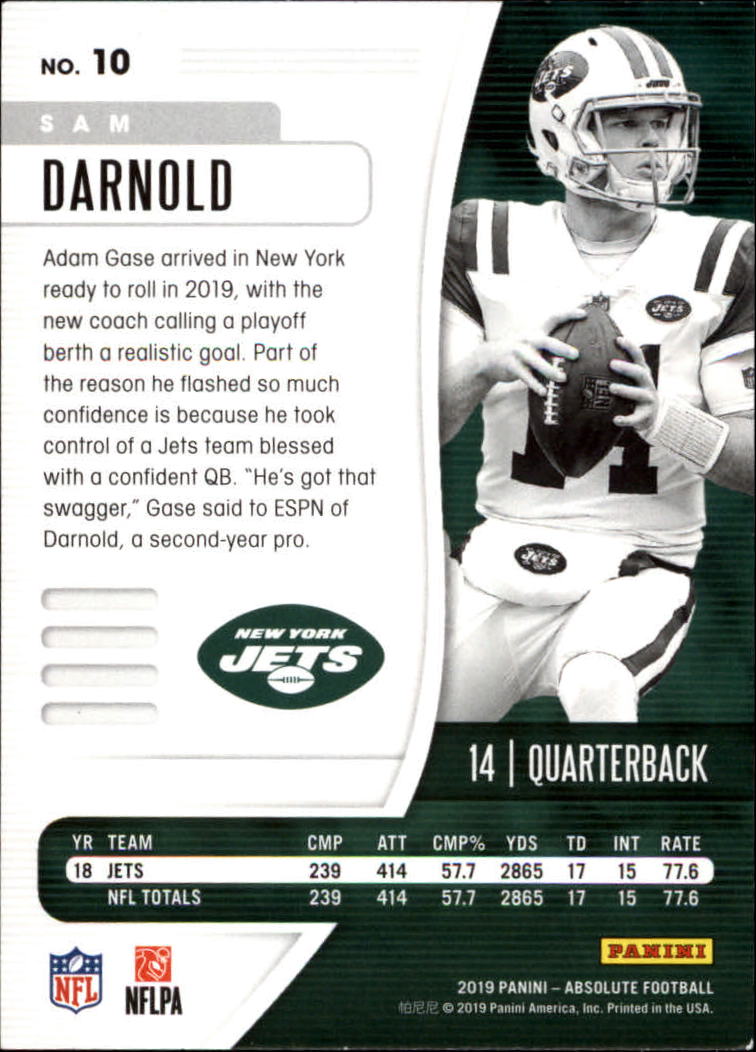 2019 Absolute #10 Sam Darnold back image