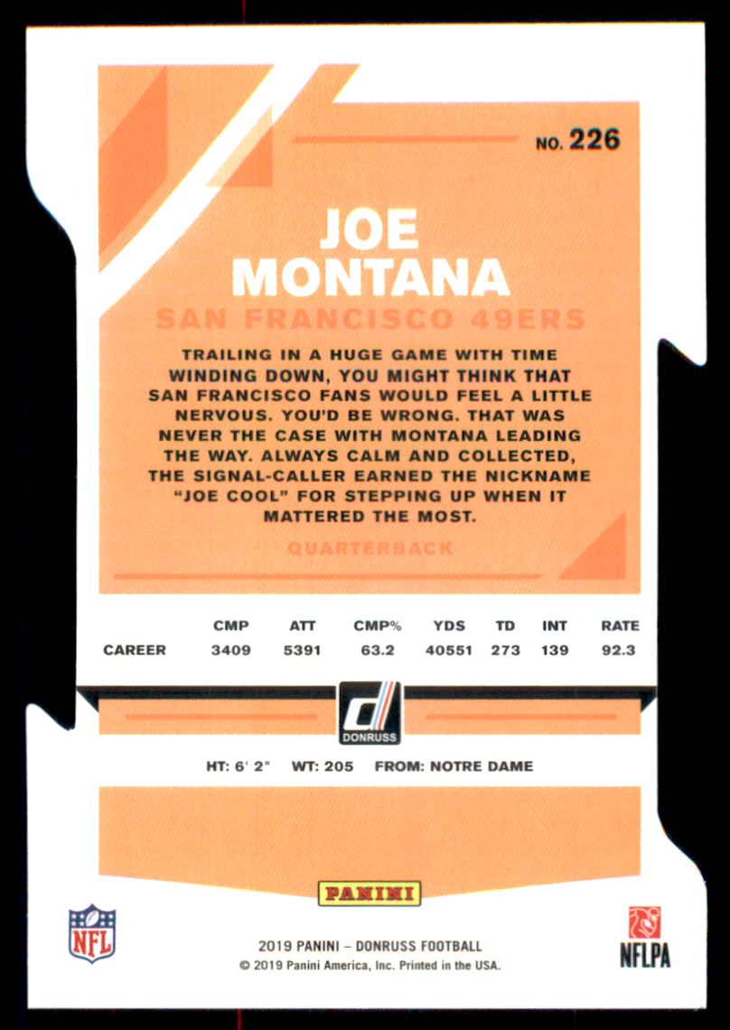 2019 Donruss #226 Joe Montana San Francisco 49ers Football Card