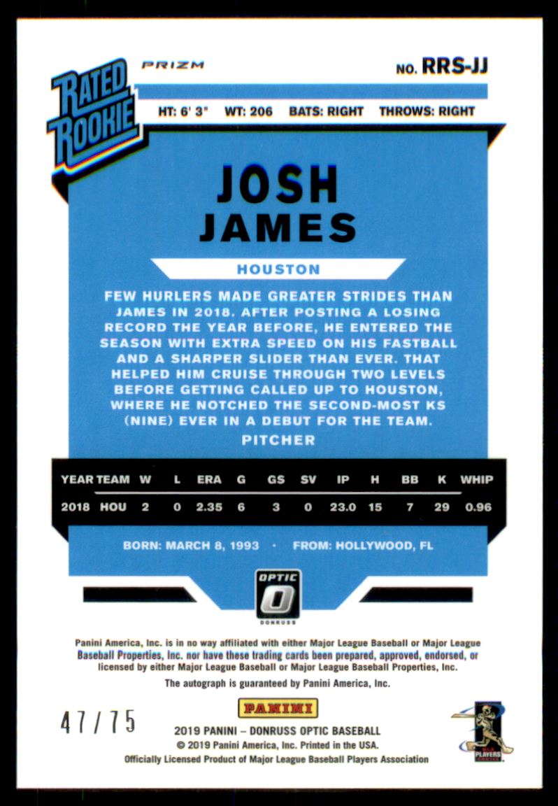 2019 Donruss Optic Rated Rookies Signatures Blue #24 Josh James/75
