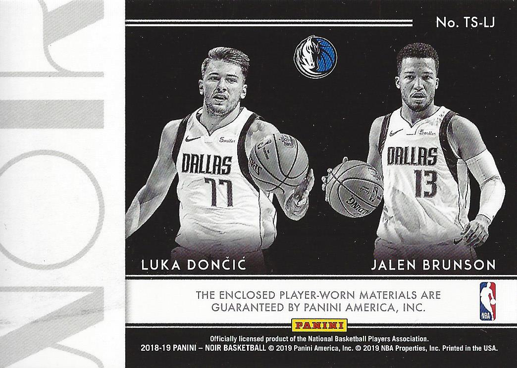 2018-19 Panini Noir Two Shot Rookie Jerseys #5 Luka Doncic