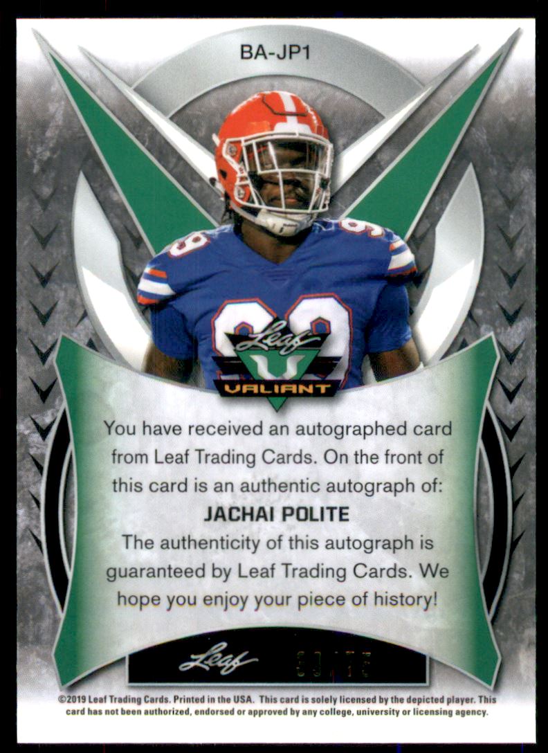 2019 Leaf Valiant Green #BAJP1 Jachai Polite