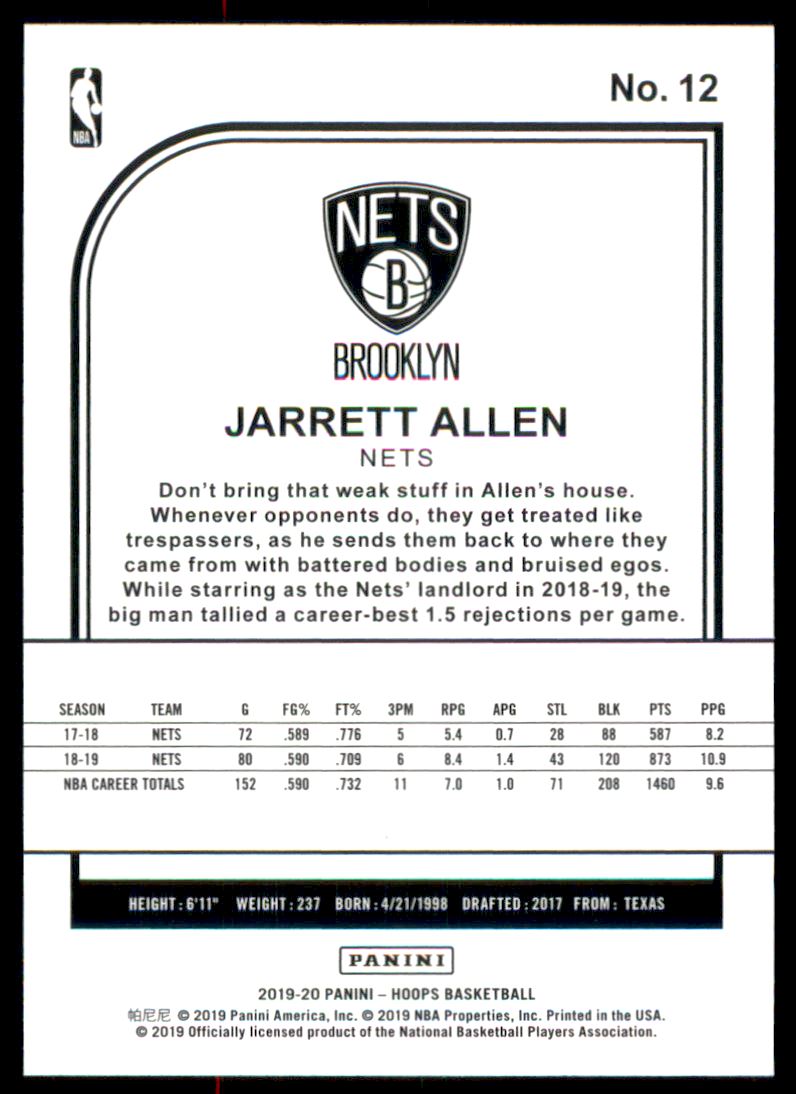 2019-20 Hoops #12 Jarrett Allen back image