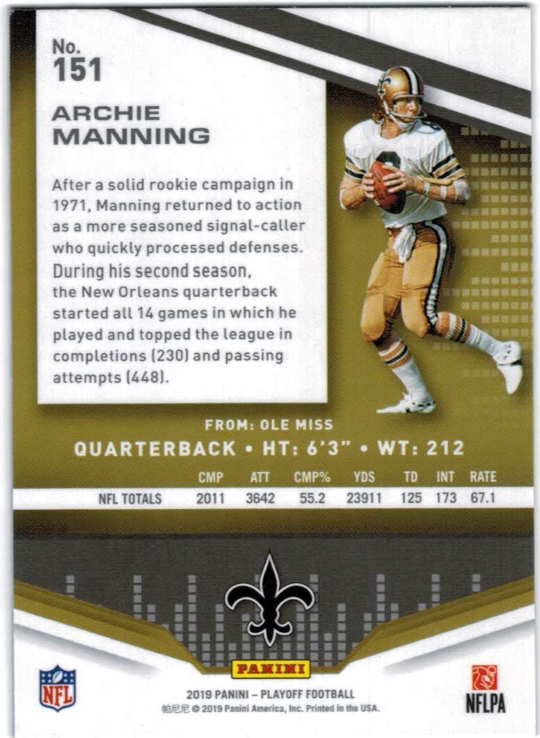 Archie Manning 1980 Topps #93 - New Orleans Saints at 's Sports  Collectibles Store