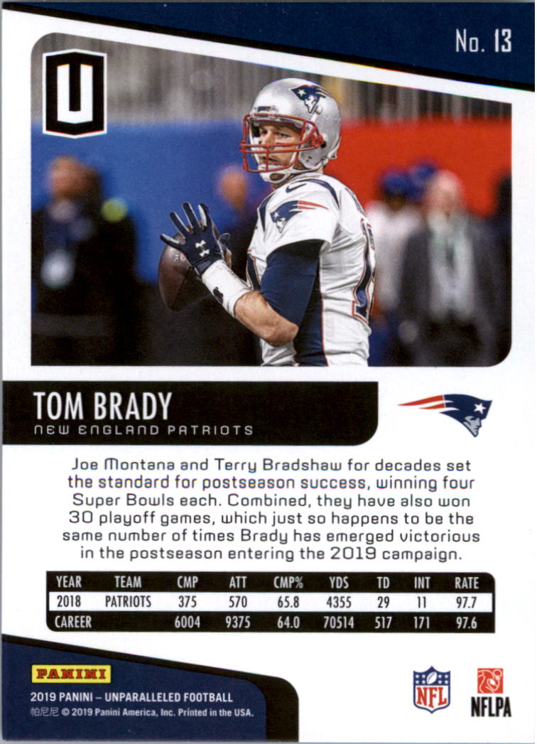 2019 Panini Unparalleled #13 Tom Brady back image