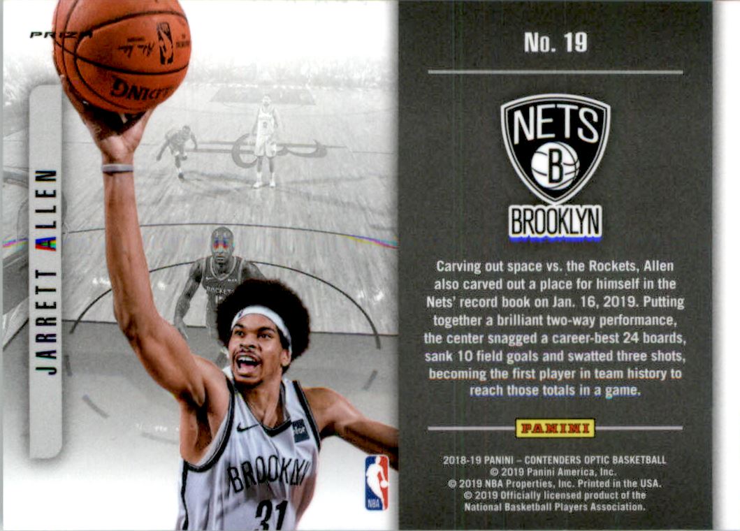 2018-19 Panini Contenders Optic Playing the Numbers Game Red Cracked Ice #19 Jarrett Allen
