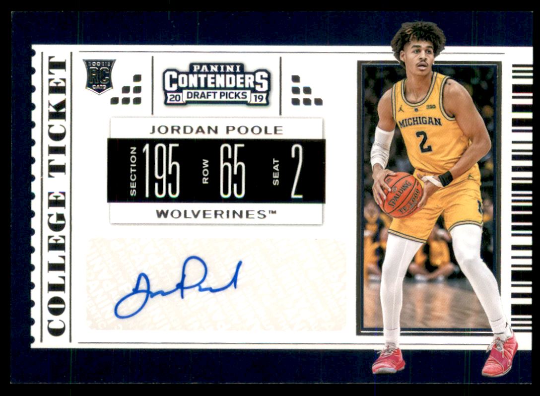 2019 20 Panini Contenders Draft Picks 131 Jordan Poole Rookie 