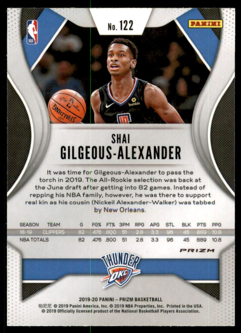 2019-20 Panini Prizm Prizms Red White and Blue #122 Shai Gilgeous-Alexander