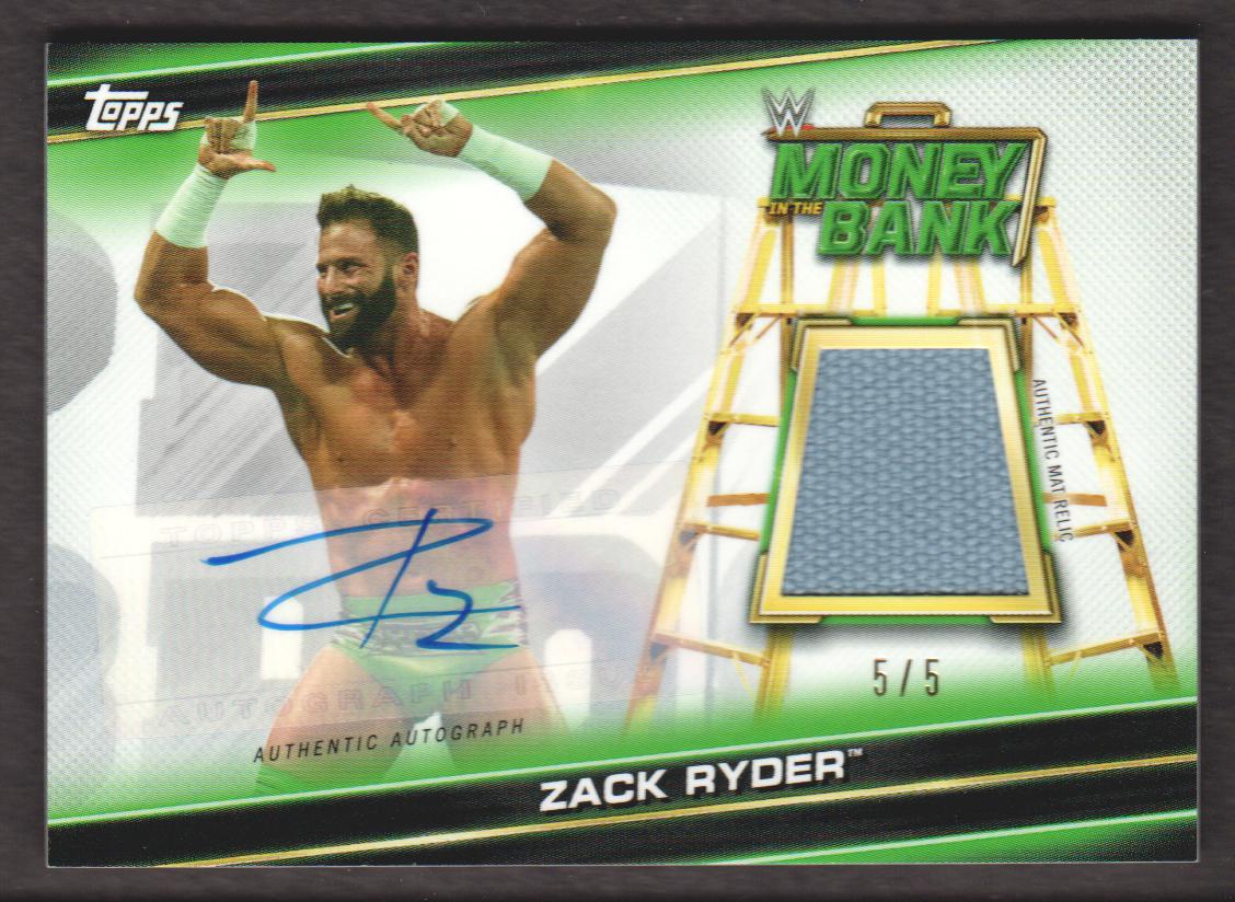 2019 Topps WWE Money in the Bank Autographed Mat Relics Black #MRAZR Zack Ryder