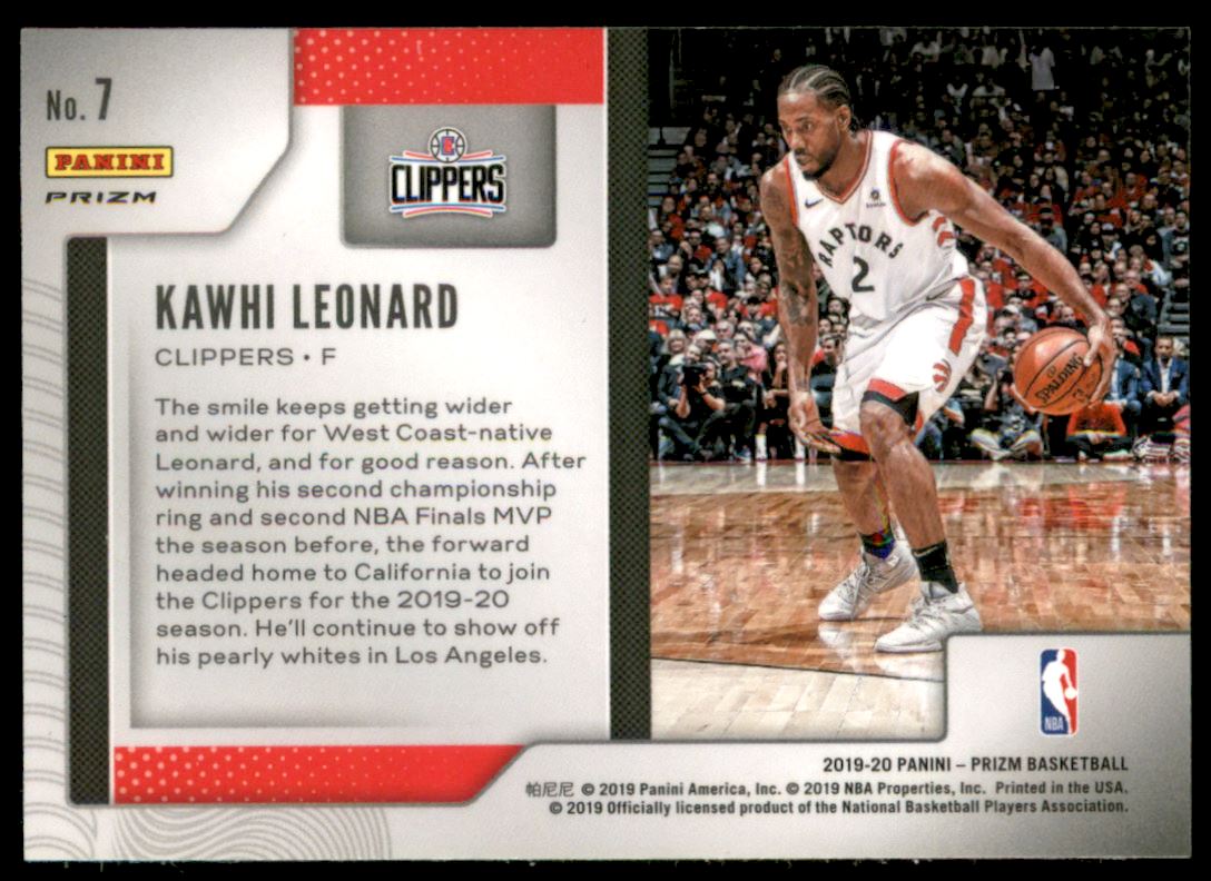 2019-20 Panini Prizm Widescreen Fast Break #7 Kawhi Leonard