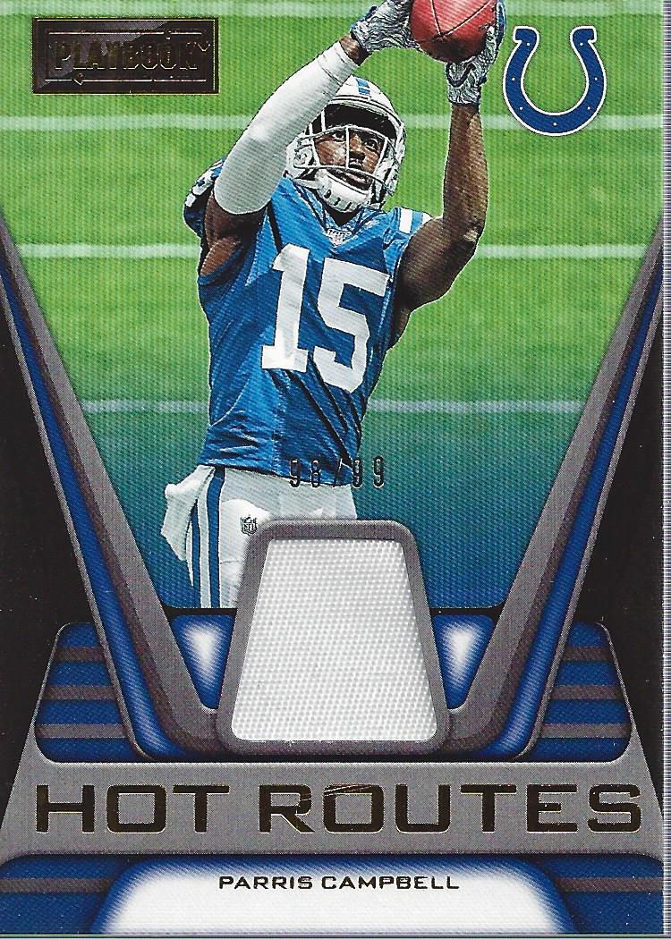 2019 Panini Playbook Hot Routes Jerseys Prime #4 Parris Campbell
