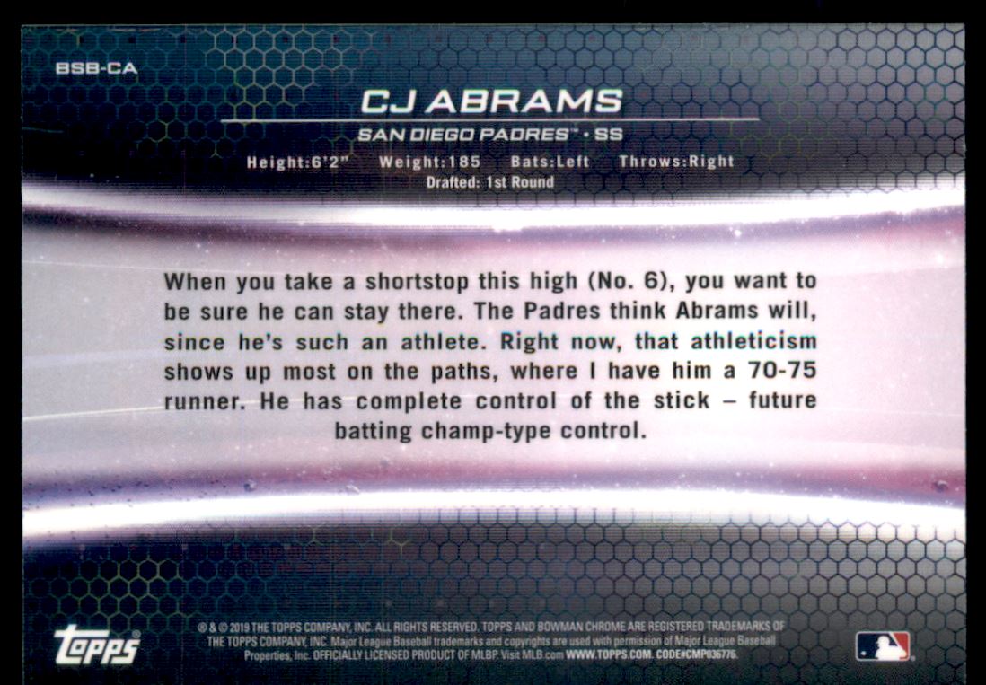 2019 Bowman Chrome Draft Draft Pick Breakdown #BSBCA CJ Abrams